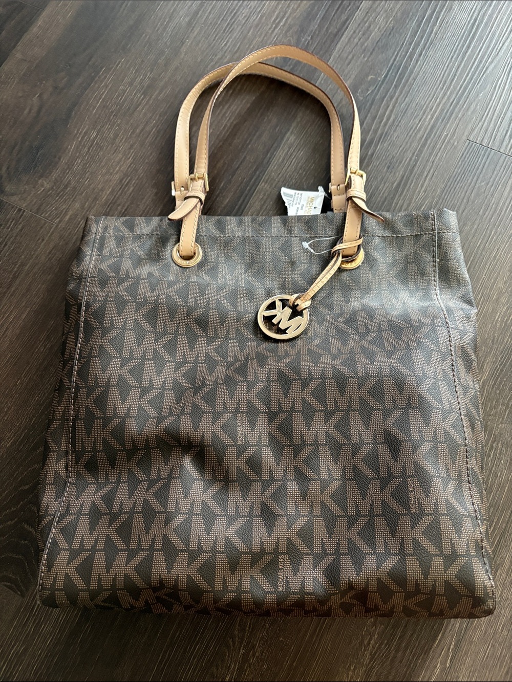 Michael Kors Brown Logo Tote with Tan Handles